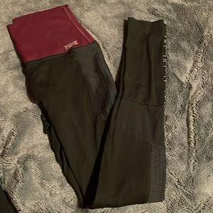 PINK leggings, black and maroon, size XS